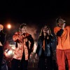 Birgit, Rene Froger, Tamara en Xander, met Froger in De Kuip Rotterdam